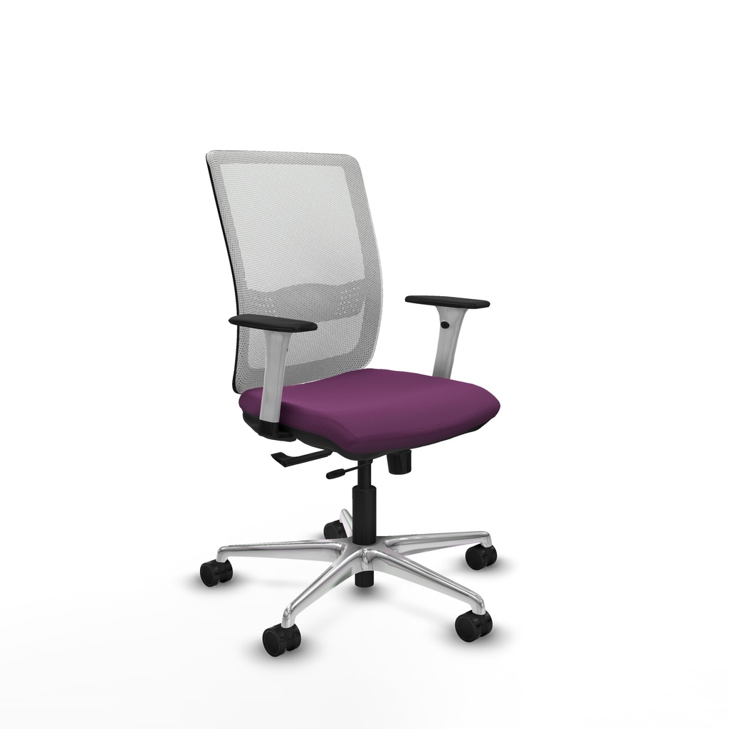 Haches traslack malla blanca similpiel morado brazos blancos base aluminio ruedas 65mm nailon