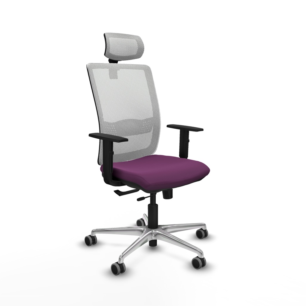 Haches traslack malla blanca similpiel morado brazos 1D base aluminio cabecero malla 2D ruedas 65mm engomadas