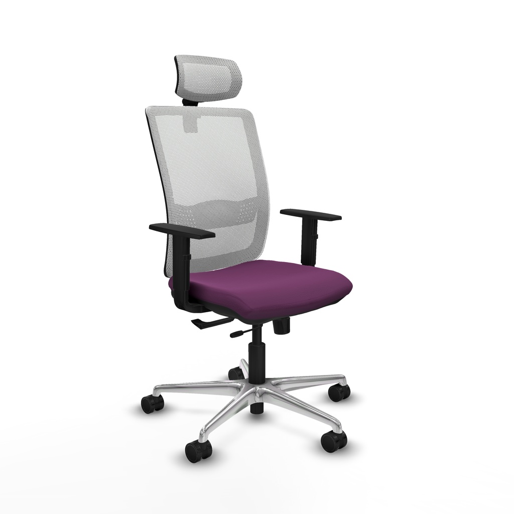 Haches traslack malla blanca similpiel morado brazos 1D base aluminio cabecero malla 2D ruedas 65mm nailon