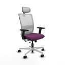 Haches traslack malla blanca similpiel morado brazos 2D base blanca cabecero malla 2D ruedas 65mm nailon