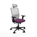 Haches traslack malla blanca similpiel morado brazos 2D base nailon cabecero malla 2D ruedas 65mm nailon