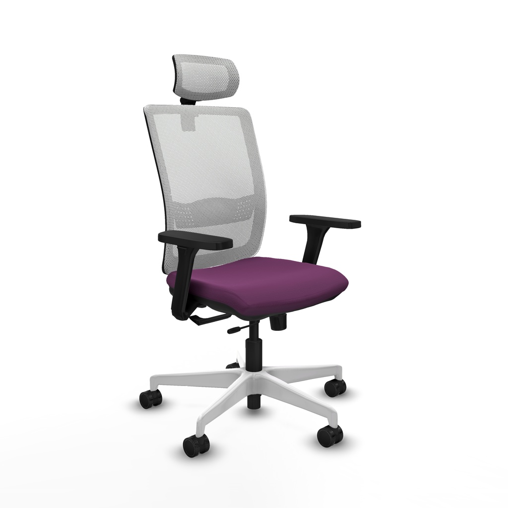 [395STM2S760B3D026N2] Haches traslack malla blanca similpiel morado brazos 3D base blanca cabecero malla 2D ruedas 65mm nailon