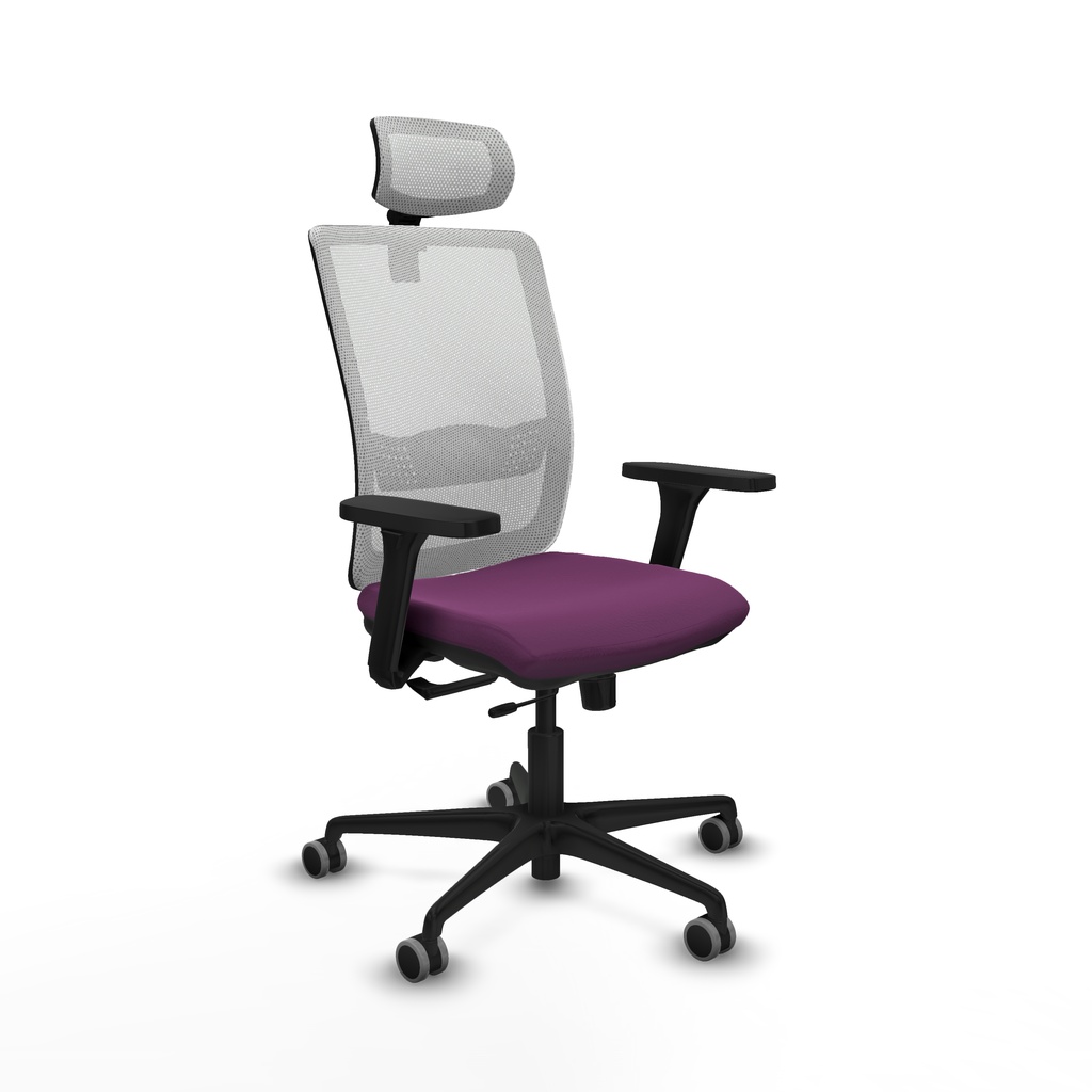 Haches traslack malla blanca similpiel morado brazos 3D base nailon cabecero malla 2D ruedas 65mm engomadas