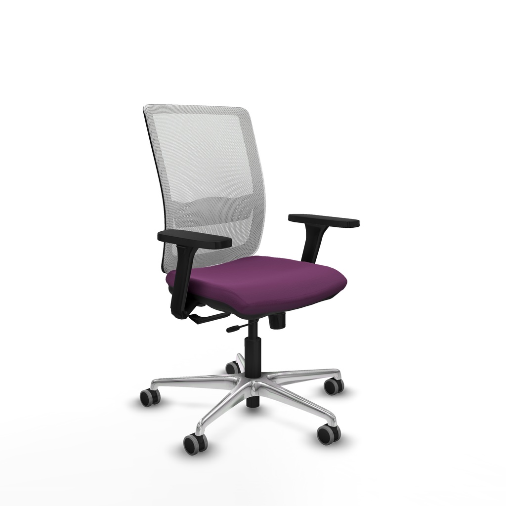 Haches traslack malla blanca similpiel morado brazos 3D base aluminio ruedas 65mm engomadas