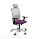 Haches traslack malla blanca similpiel morado brazos 3D base aluminio cabecero malla 2D ruedas 65mm engomadas