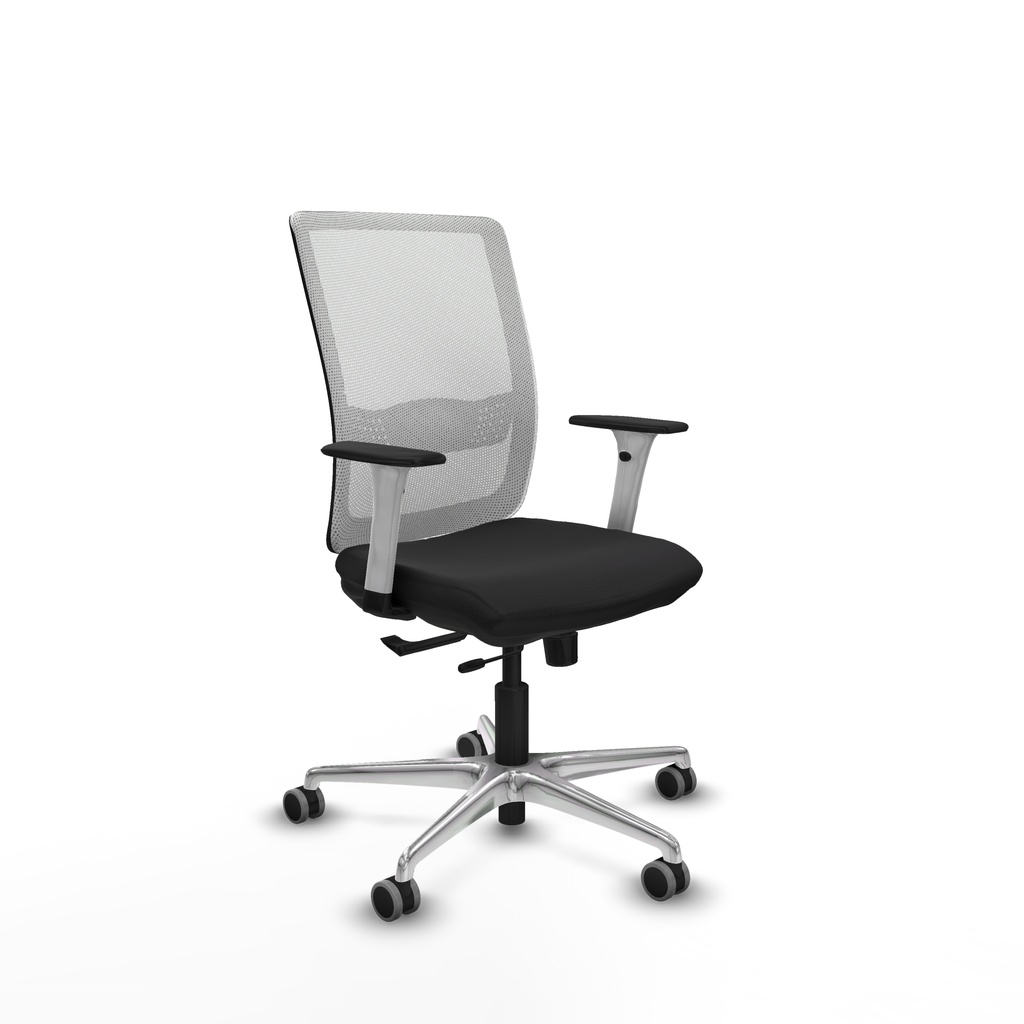 Haches traslack malla blanca similpiel negro brazos blancos base aluminio ruedas 65mm engomadas