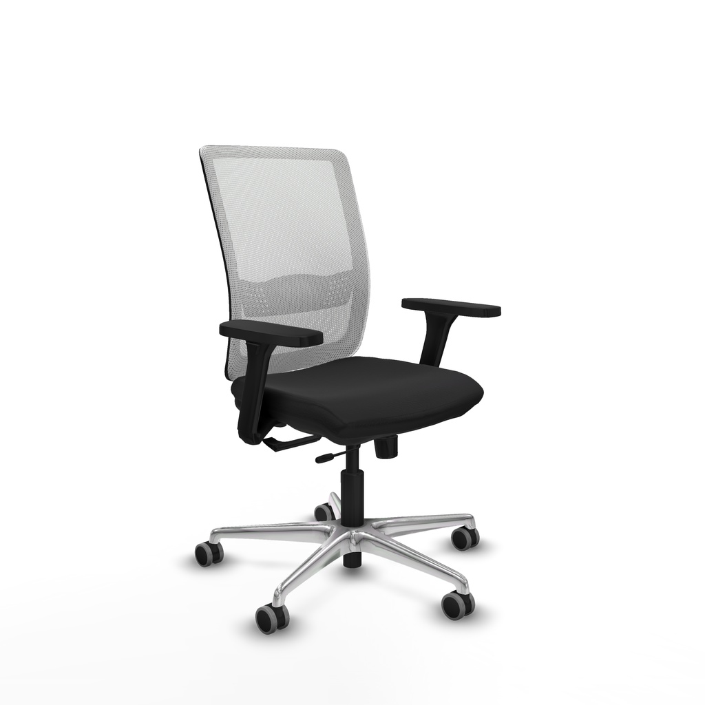Haches traslack malla blanca similpiel negro brazos 3D base aluminio ruedas 65mm engomadas