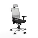 Haches traslack malla blanca similpiel negro brazos 3D base aluminio cabecero malla 2D ruedas 65mm nailon