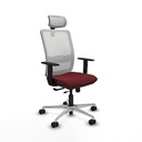 Haches traslack malla blanca similpiel granate brazos 1D base aluminio cabecero malla 2D ruedas 65mm nailon