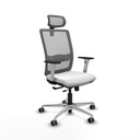 Haches traslack malla gris bali blanco brazos blancos base aluminio cabecero malla 2D ruedas 65mm engomadas