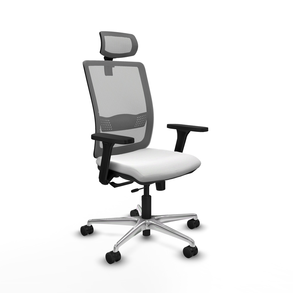 Haches traslack malla gris bali blanco brazos 3D base aluminio cabecero malla 2D ruedas 65mm nailon
