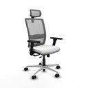 Haches traslack malla gris bali blanco brazos 3D base aluminio cabecero malla 2D ruedas 65mm nailon