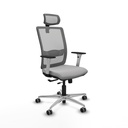 Haches traslack malla gris bali gris claro brazos blancos base aluminio cabecero malla 2D ruedas 65mm engomadas