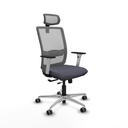Haches traslack malla gris bali gris oscuro brazos blancos base aluminio cabecero malla 2D ruedas 65mm engomadas