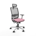 Haches traslack malla gris bali rosa brazos blancos base aluminio cabecero malla 2D ruedas 65mm engomadas