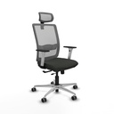 Haches traslack malla gris bali negro brazos blancos base aluminio cabecero malla 2D ruedas 65mm engomadas