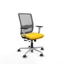 Haches traslack malla gris similpiel amarillo brazos blancos base aluminio ruedas 65mm engomadas