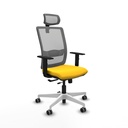Haches traslack malla gris similpiel amarillo brazos 1D base blanca cabecero malla 2D ruedas 65mm engomadas