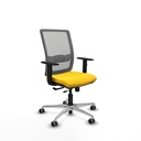 Haches traslack malla gris similpiel amarillo brazos 1D base aluminio ruedas 65mm engomadas