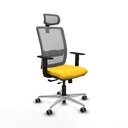 Haches traslack malla gris similpiel amarillo brazos 1D base aluminio cabecero malla 2D ruedas 65mm engomadas