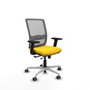 Haches traslack malla gris similpiel amarillo brazos 2D base aluminio ruedas 65mm engomadas