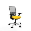 Haches traslack malla gris similpiel amarillo brazos 2D base aluminio ruedas 65mm nailon