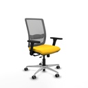 Haches traslack malla gris similpiel amarillo brazos 3D base aluminio ruedas 65mm engomadas