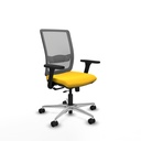 Haches traslack malla gris similpiel amarillo brazos 3D base aluminio ruedas 65mm nailon