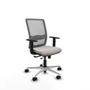 Haches traslack malla gris similpiel blanco brazos 1D base aluminio ruedas 65mm nailon