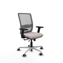 Haches traslack malla gris similpiel blanco brazos 2D base aluminio ruedas 65mm engomadas