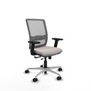 Haches traslack malla gris similpiel blanco brazos 2D base aluminio ruedas 65mm nailon