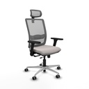 Haches traslack malla gris similpiel blanco brazos 3D base aluminio cabecero malla 2D ruedas 65mm engomadas