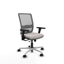 Haches traslack malla gris similpiel blanco brazos 3D base aluminio ruedas 65mm nailon
