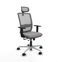 Haches traslack malla gris similpiel gris brazos 1D base aluminio cabecero malla 2D ruedas 65mm nailon