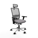 Haches traslack malla gris similpiel gris brazos 3D base aluminio cabecero malla 2D ruedas 65mm nailon