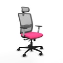 Haches traslack malla gris similpiel rosa brazos blancos base nailon cabecero malla 2D ruedas 65mm nailon