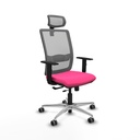 Haches traslack malla gris similpiel rosa brazos 1D base aluminio cabecero malla 2D ruedas 65mm engomadas