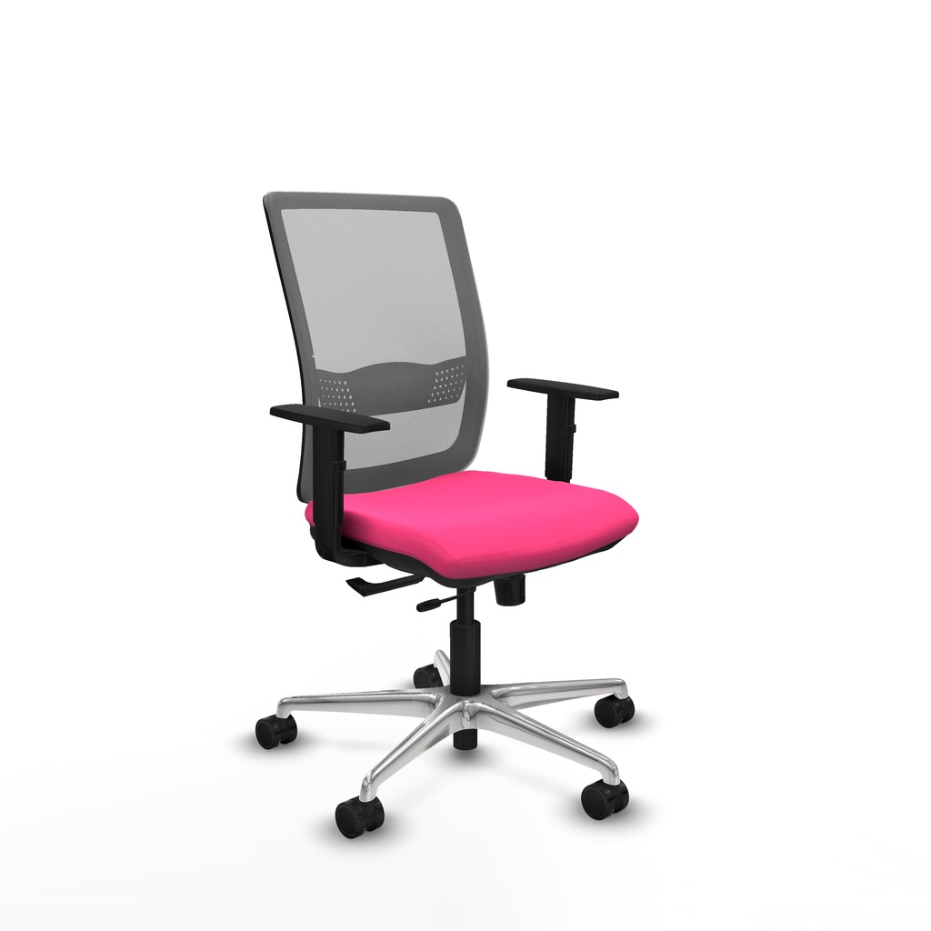 Haches traslack malla gris similpiel rosa brazos 1D base aluminio ruedas 65mm nailon