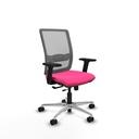 Haches traslack malla gris similpiel rosa brazos 2D base aluminio ruedas 65mm nailon