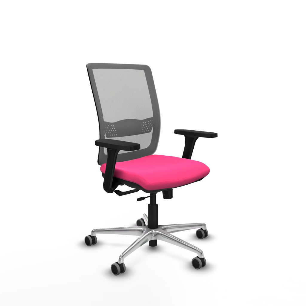 Haches traslack malla gris similpiel rosa brazos 3D base aluminio ruedas 65mm engomadas