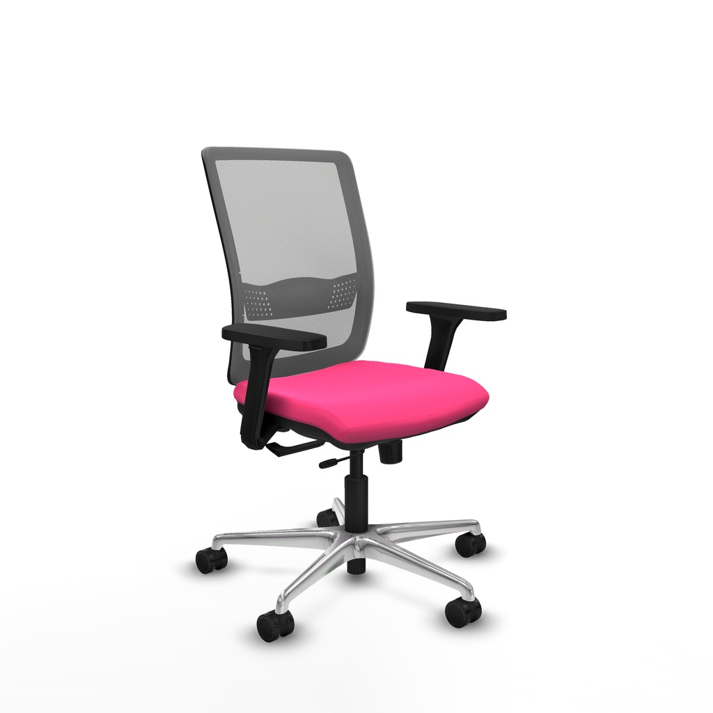 Haches traslack malla gris similpiel rosa brazos 3D base aluminio ruedas 65mm nailon
