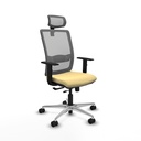 Haches traslack malla gris similpiel crema brazos 1D base aluminio cabecero malla 2D ruedas 65mm nailon