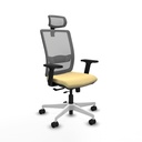 Haches traslack malla gris similpiel crema brazos 2D base blanca cabecero malla 2D ruedas 65mm nailon