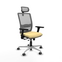 Haches traslack malla gris similpiel crema brazos 3D base aluminio cabecero malla 2D ruedas 65mm engomadas