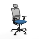 Haches traslack malla gris similpiel azul claro brazos 2D base nailon cabecero malla 2D ruedas 65mm engomadas