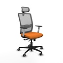 Haches traslack malla gris similpiel naranja brazos blancos base nailon cabecero malla 2D ruedas 65mm engomadas