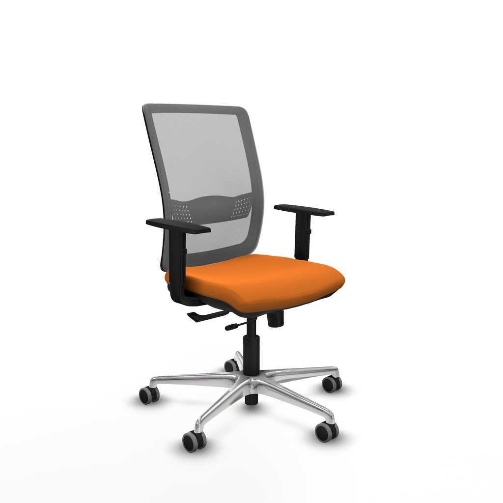 Haches traslack malla gris similpiel naranja brazos 1D base aluminio ruedas 65mm engomadas