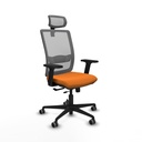Haches traslack malla gris similpiel naranja brazos 2D base nailon cabecero malla 2D ruedas 65mm engomadas