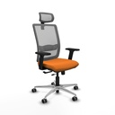 Haches traslack malla gris similpiel naranja brazos 2D base aluminio cabecero malla 2D ruedas 65mm engomadas
