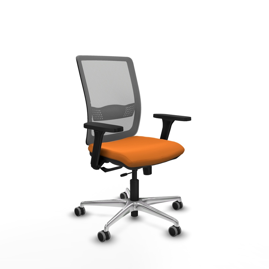 Haches traslack malla gris similpiel naranja brazos 3D base aluminio ruedas 65mm engomadas